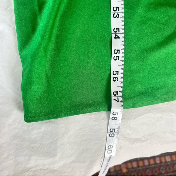 MOTHER OF ALL Nela Tie Slit Maxi Dress Kelly Green Satin Size L NWT - Picture 12 of 12